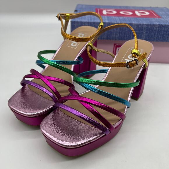 Pop Womens Kallie Heeled Sandals Pink Fuschia Multicolor Size 8 - Picture 8 of 9
